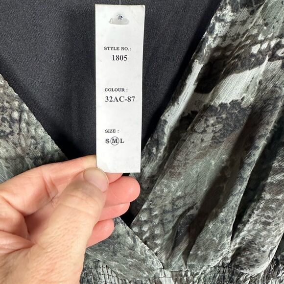 NWT Anthropologie Chaudry Maxi‎ Dress Snake Print Sleeveless Lined silver sz M - Picture 10 of 11